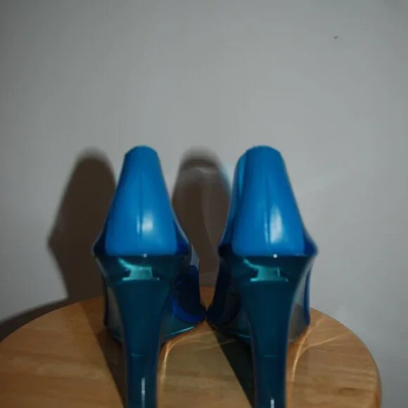 Amina Muaddi Ane PVC Glass 95mm Wedge pumps - Sz 10.5 US / 40.5 EU